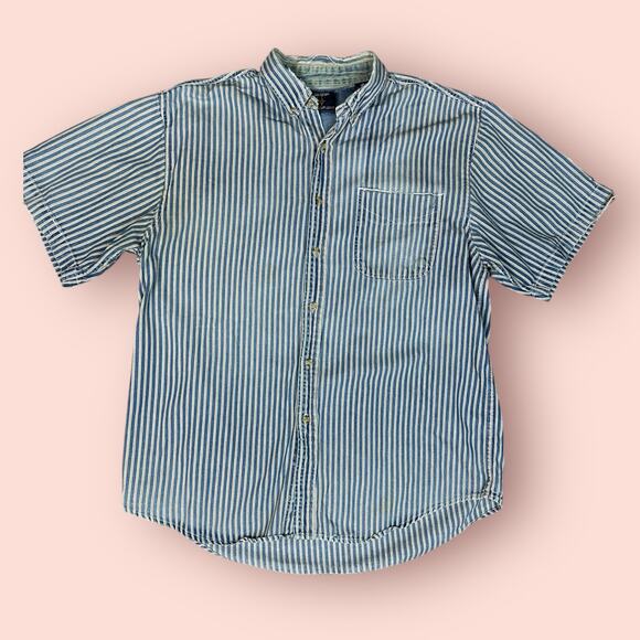 Vintage Coliseum World Explorer 100% Cotton XL Short Sleeve Button Down Thrashed - Picture 1 of 5